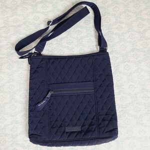 Vera Bradley Navy Quilted Crossbody Bag Floral Lining Travel Minimalist Classic